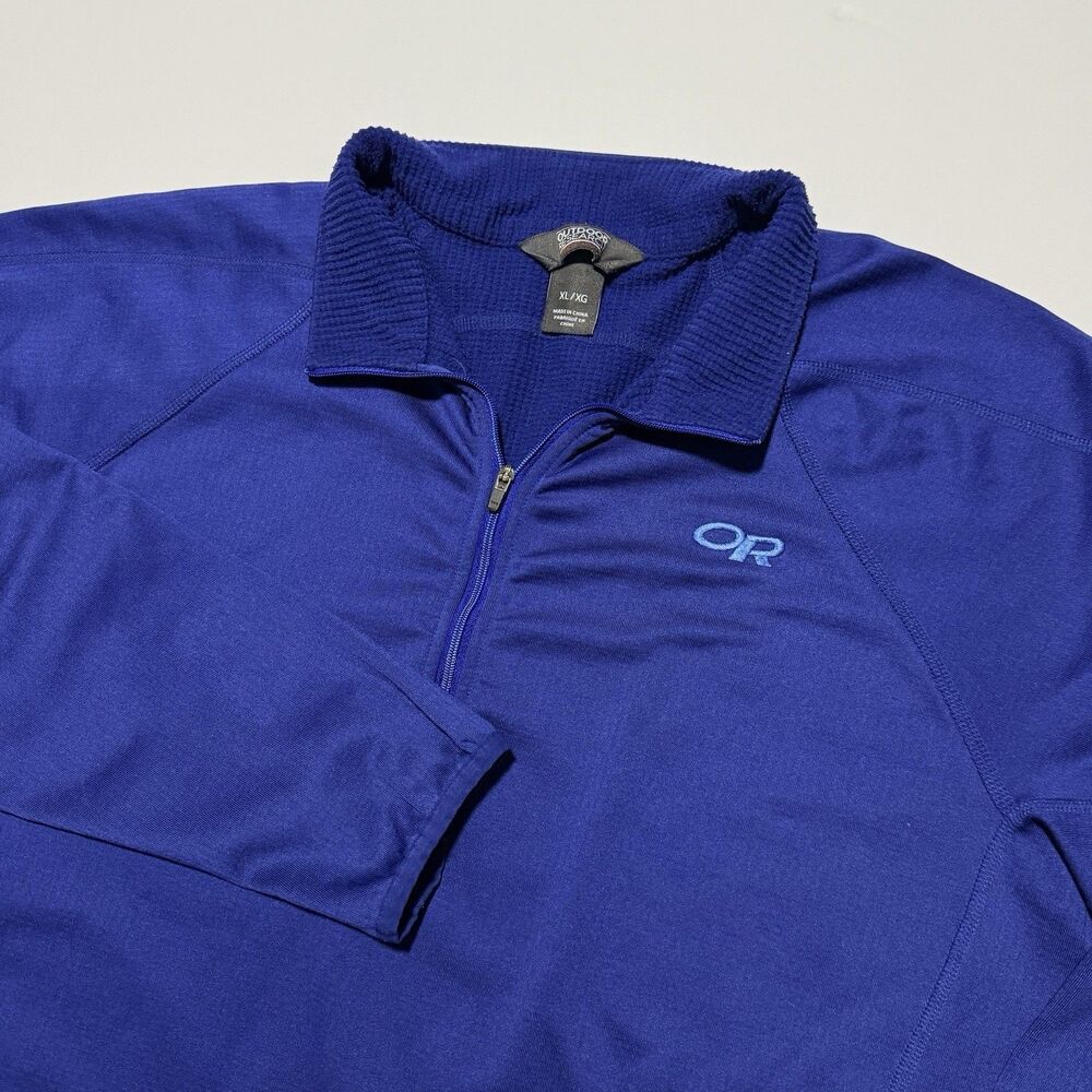 Outdoor Research Pullover Mens XL Blue Vigor Grid Fleece Half Zip Hiking Top